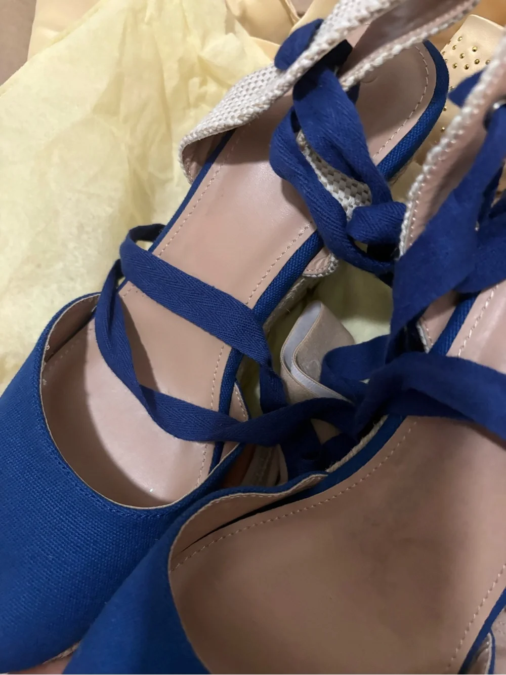Blue Lace-Up Women's Flats